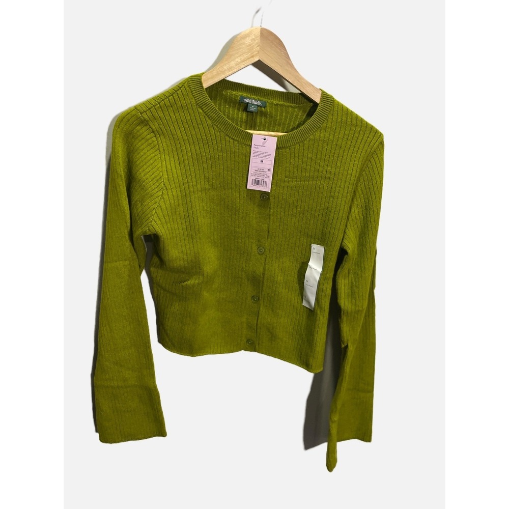 wild fable Olive Green Ribbed Button-Up Cardigan - Picture 2 of 4